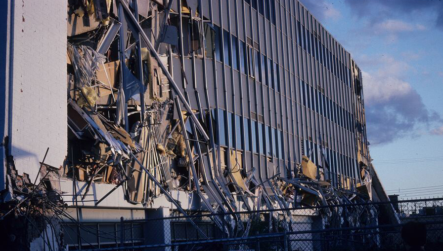 a building with a lot of debris